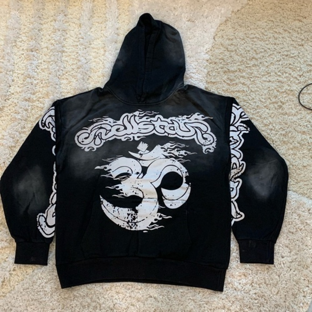 Hellstar Black Yoga Washed Black Pullover Hoodie Men’s Size Large